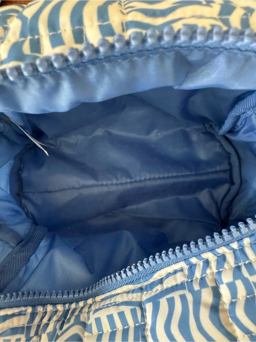 Sonia Kashuk NWT Blue and White Quilted Wave-Pattern Pouch
